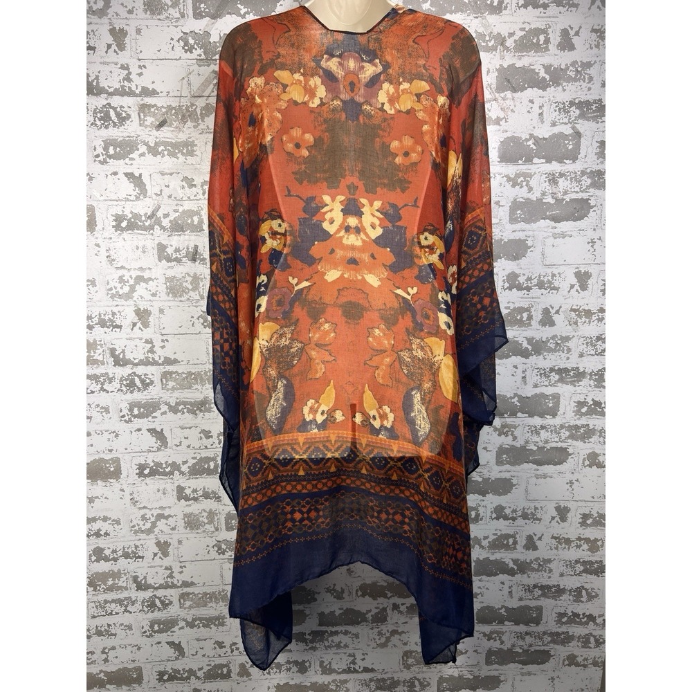 Amanda Blu Kimono Ruana Rustic Romantic Boho Earthy Floral OSFM Dreamy Artsy - Picture 5 of 7